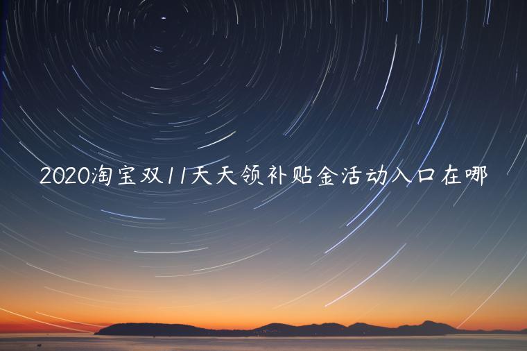 2020淘宝双11天天领补贴金活动入口在哪